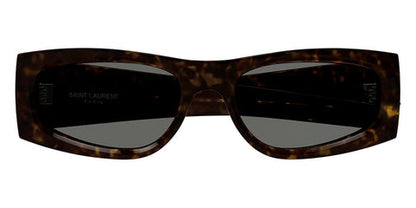 Saint Laurent SLM140 Square Sunglasses in Grey / Havana, side view