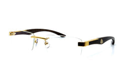 Maybach THE ARTIST III Rectangle Eyeglasses in Clear / Gold Plated Ebony Mother-Of-Pearl Walnut Burr, front view