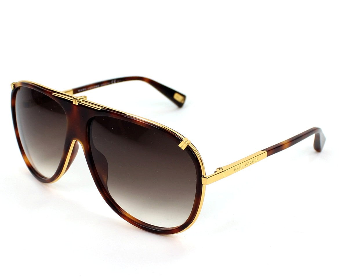 Marc Jacobs MJ306/S Pilot Sunglasses in Grey Gradient / Havana Gold, angle view