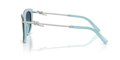 Tiffany & Co. TF4253 Cat Eye Sunglasses in Azure Blue Gradient / Black On Tiffany Blue, angle view