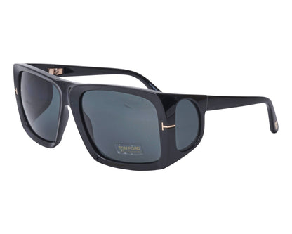 Tom Ford TF0730 Square Sunglasses in Grey / Shiny Black, angle view