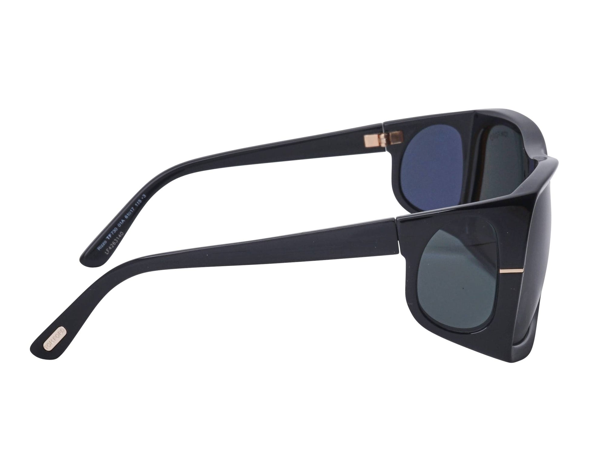 Tom Ford TF0730 Square Sunglasses in Grey / Shiny Black, side view