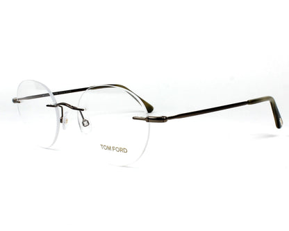 Tom Ford TF5340 Round Eyeglasses in Clear Dark Bronze, angle view
