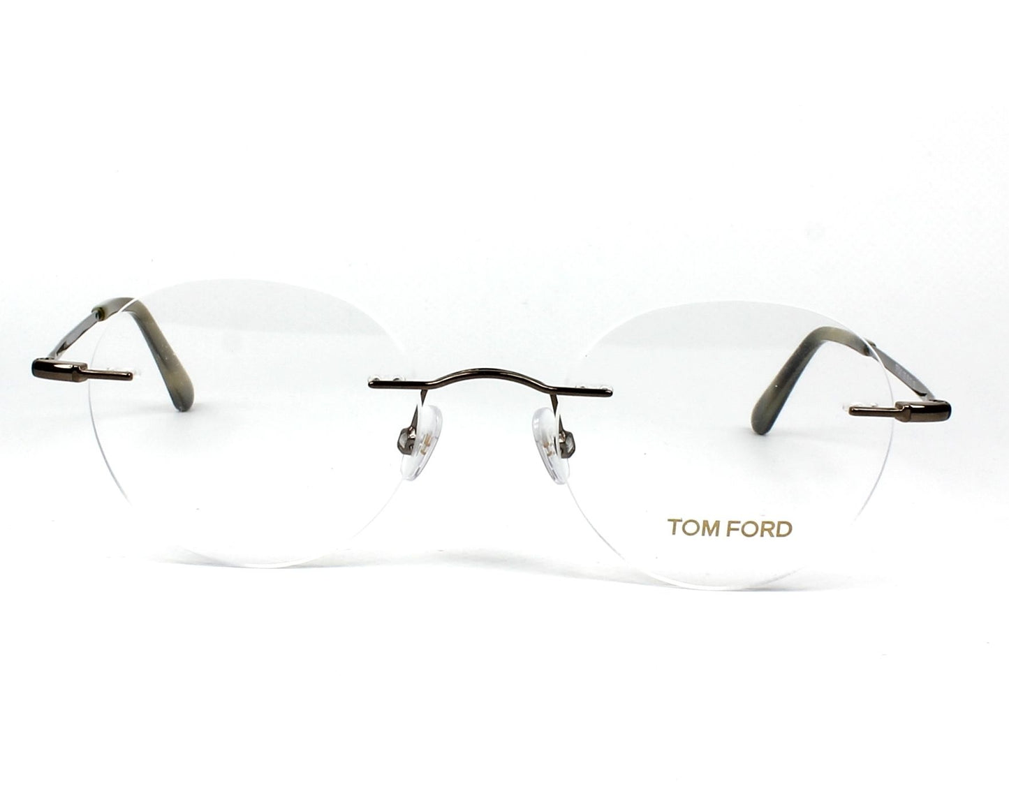 Tom Ford TF5340 Round Eyeglasses in Clear Dark Bronze, front view