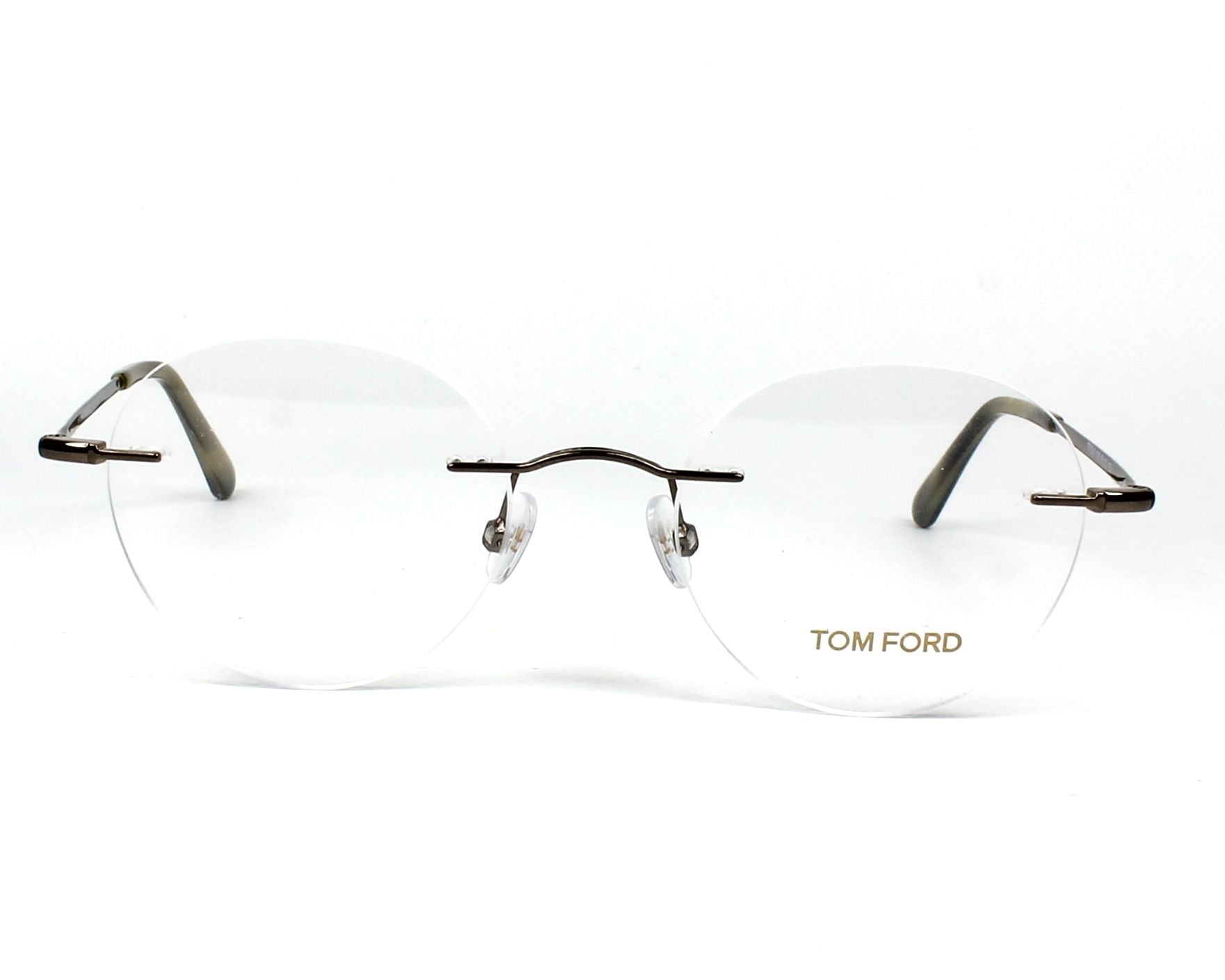 Tom Ford TF5340 Round Eyeglasses in Clear Dark Bronze, front view