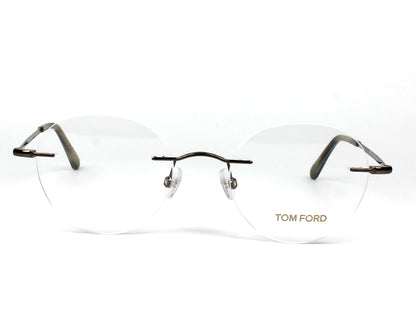 Tom Ford TF5340 Round Eyeglasses in Clear Dark Bronze, front view