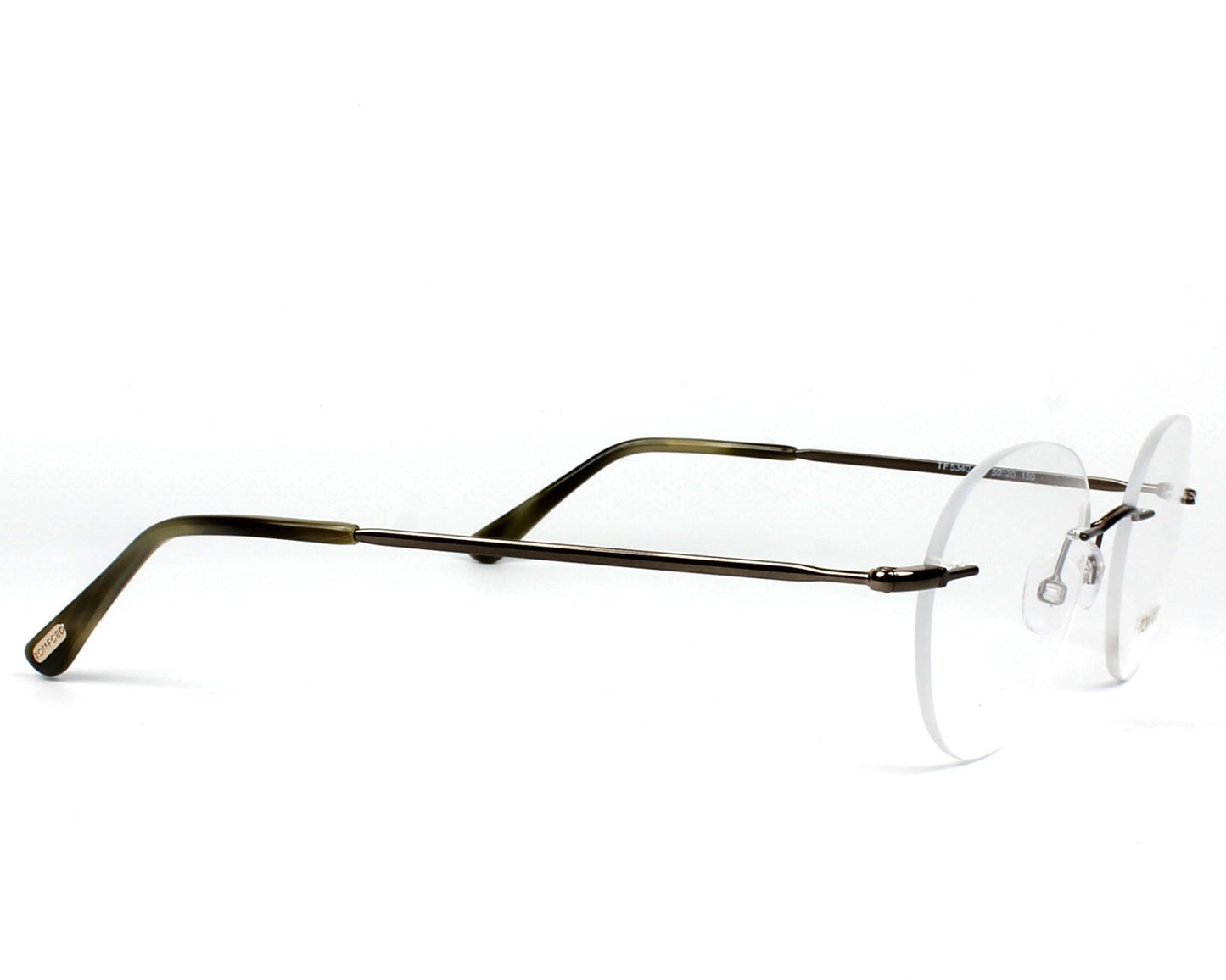 Tom Ford TF5340 Round Eyeglasses in Clear Dark Bronze, side view