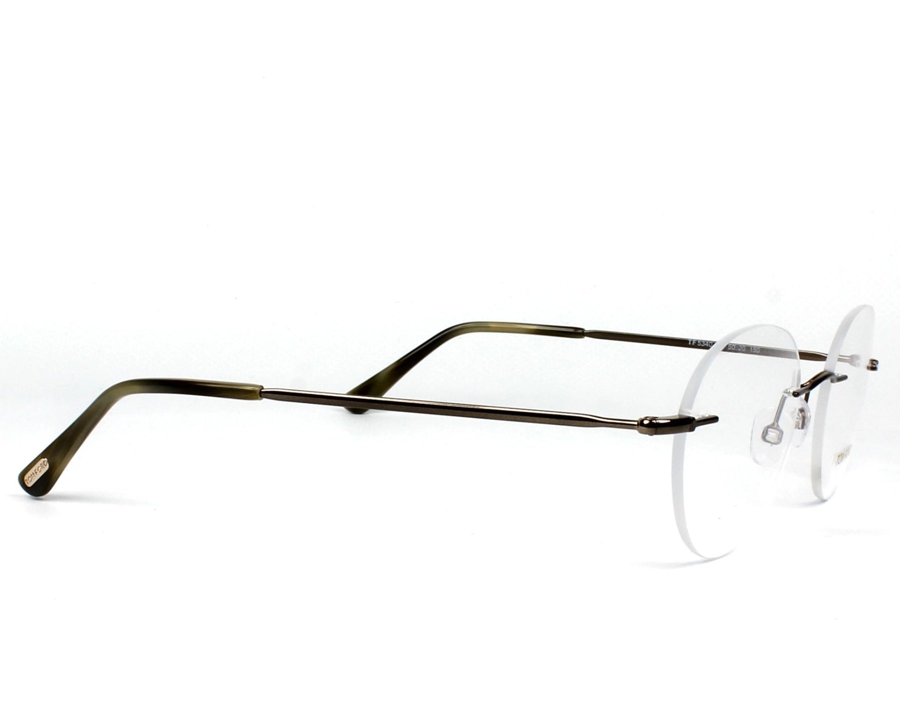 Tom Ford TF5340 Round Eyeglasses in Clear Dark Bronze, side view
