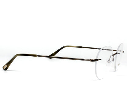 Tom Ford TF5340 Round Eyeglasses in Clear Dark Bronze, side view