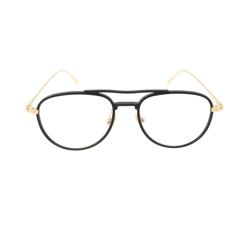 Tom Ford TF5666B Pilot Eyeglasses in Matte Black / Shiny Yellow Gold, front view