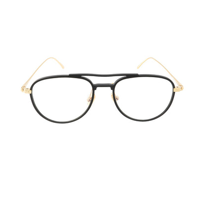 Tom Ford TF5666B Pilot Eyeglasses in Matte Black / Shiny Yellow Gold, front view