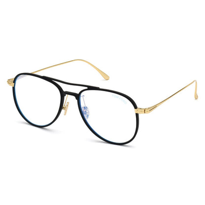 Tom Ford TF5666B Pilot Eyeglasses in Matte Black / Shiny Yellow Gold, angle view