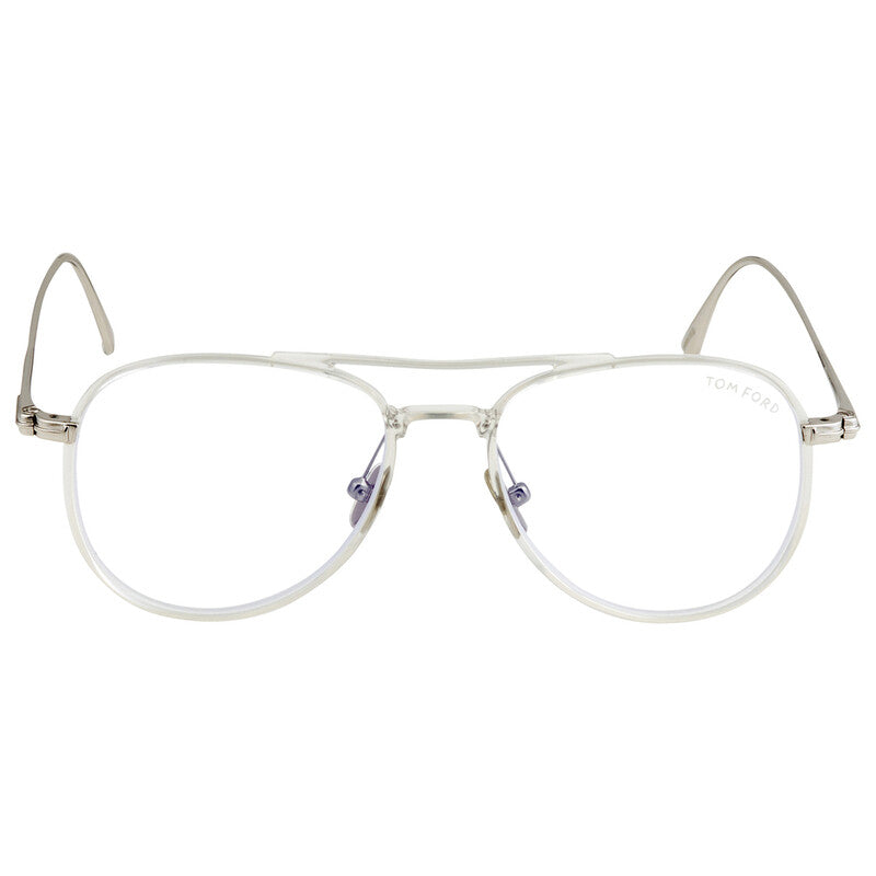Tom Ford TF5666B Pilot Eyeglasses in Shiny Crystal, front view