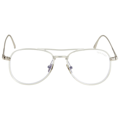Tom Ford TF5666B Pilot Eyeglasses in Shiny Crystal, front view