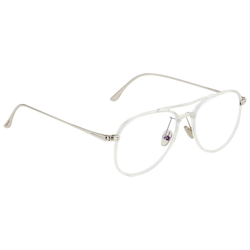 Tom Ford TF5666B Pilot Eyeglasses in Shiny Crystal, angle view