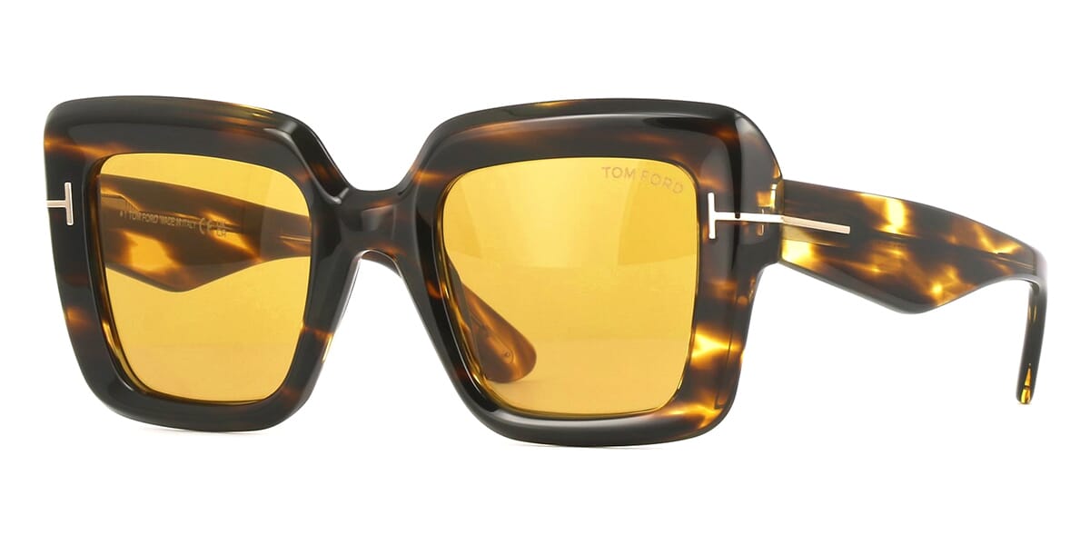 Tom Ford TF1157 Square Sunglasses in Brown Light Mirror Shiny Dark Havana, front view