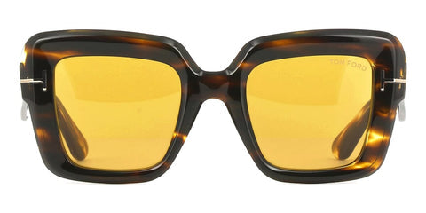 Tom Ford TF1157 Square Sunglasses in Brown Light Mirror Shiny Dark Havana, angle view