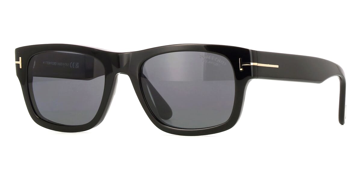 Tom Ford TF1303/S Square Sunglasses in Gradient Grey Lenses With Shiny Black Frame, front view