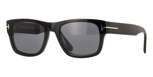 Tom Ford TF1303/S Square Sunglasses in Gradient Grey Lenses With Shiny Black Frame, front view