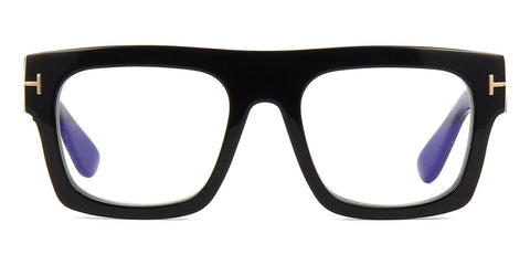 Tom Ford TF5634-B Square Eyeglasses in Shiny Black, angle view