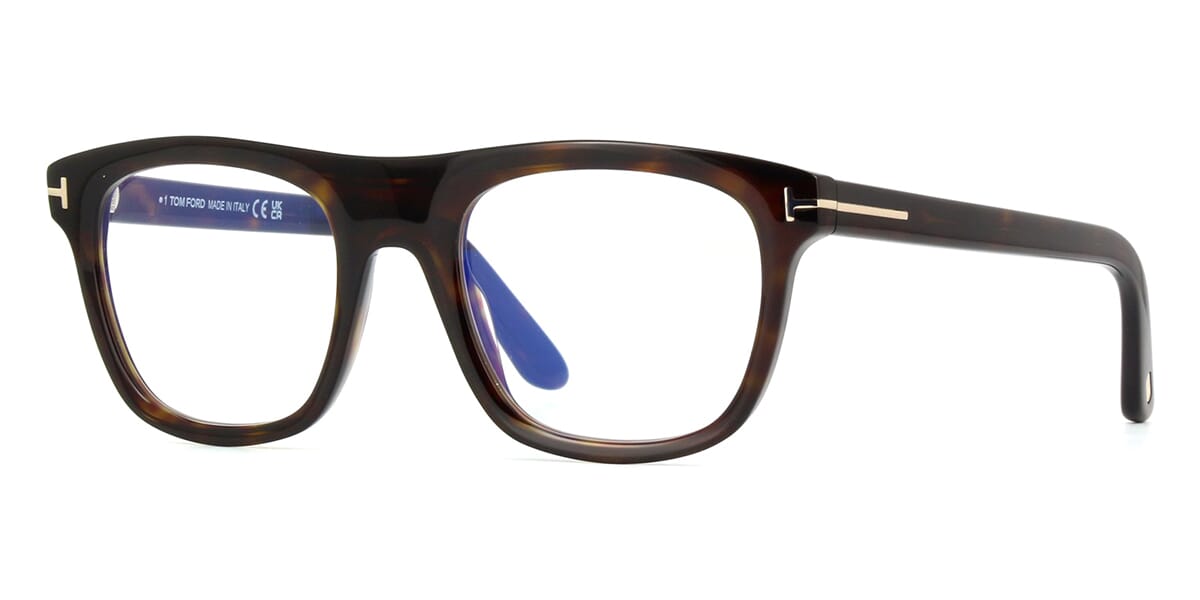 Tom Ford TF5939 Square Eyeglasses in Clear Shiny Dark Havana, front view