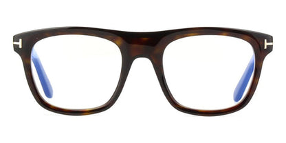 Tom Ford TF5939 Square Eyeglasses in Clear Shiny Dark Havana, angle view