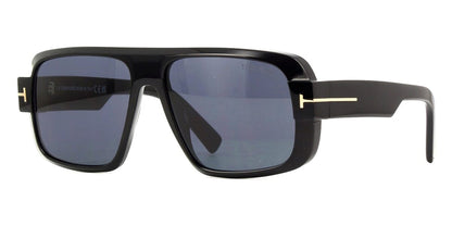 Tom Ford TF1101/S Square Sunglasses in Solid Grey Lenses With Shiny Black Frame, angle view