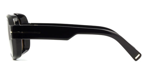 Tom Ford TF1101/S Square Sunglasses in Solid Grey Lenses With Shiny Black Frame, side view
