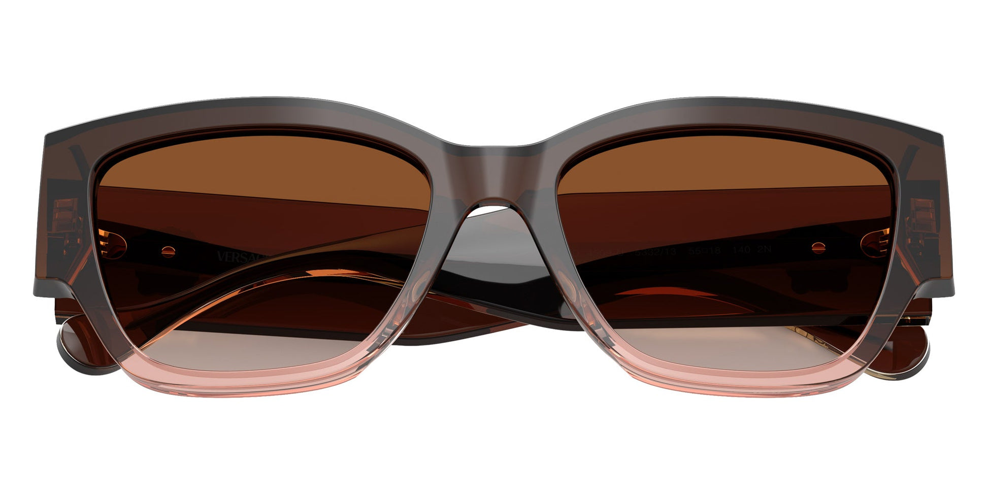 Versace VE4509U/S Cat Eye Sunglasses in Gradient Brown / Shiny Faded Brown, back view