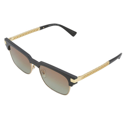 Versace VE4447S Square Sunglasses in Green/Brown / Black On Gold, detail view