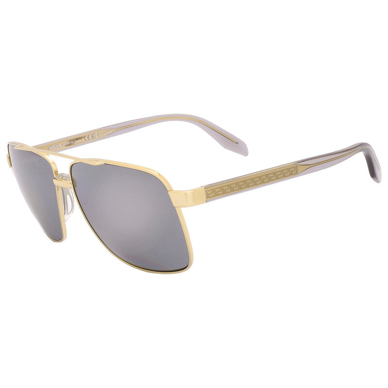 Versace VE2174S Pilot Sunglasses in Dark Grey Mirror / Gold, angle view