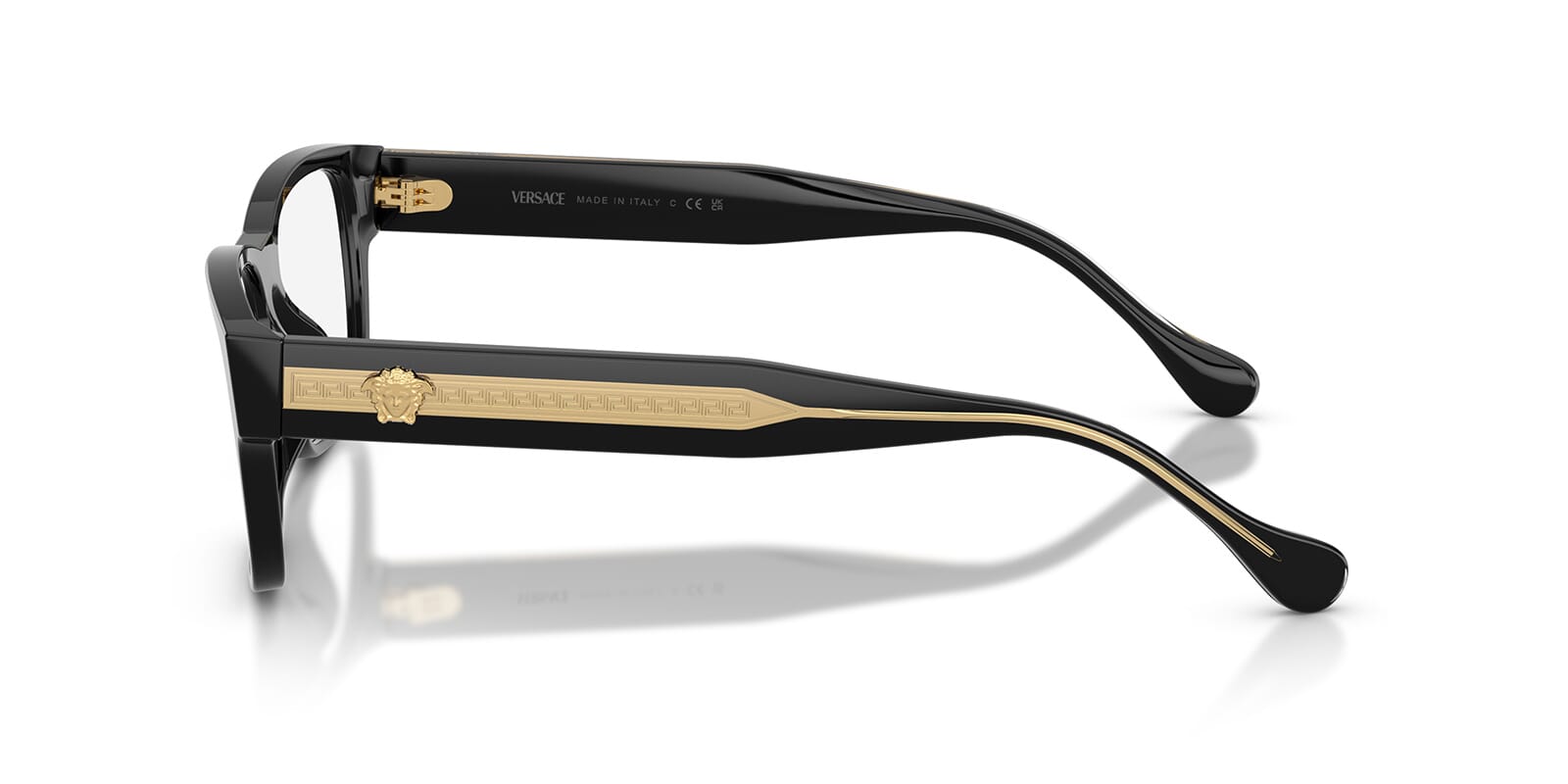 Versace VE3390U Rectangle Eyeglasses in Clear / Black, angle view