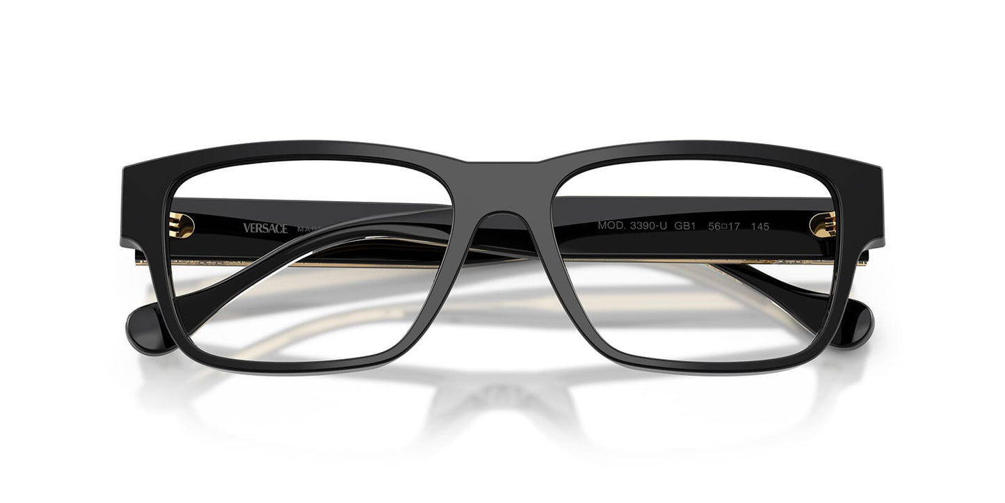 Versace VE3390U Rectangle Eyeglasses in Clear / Black, detail view