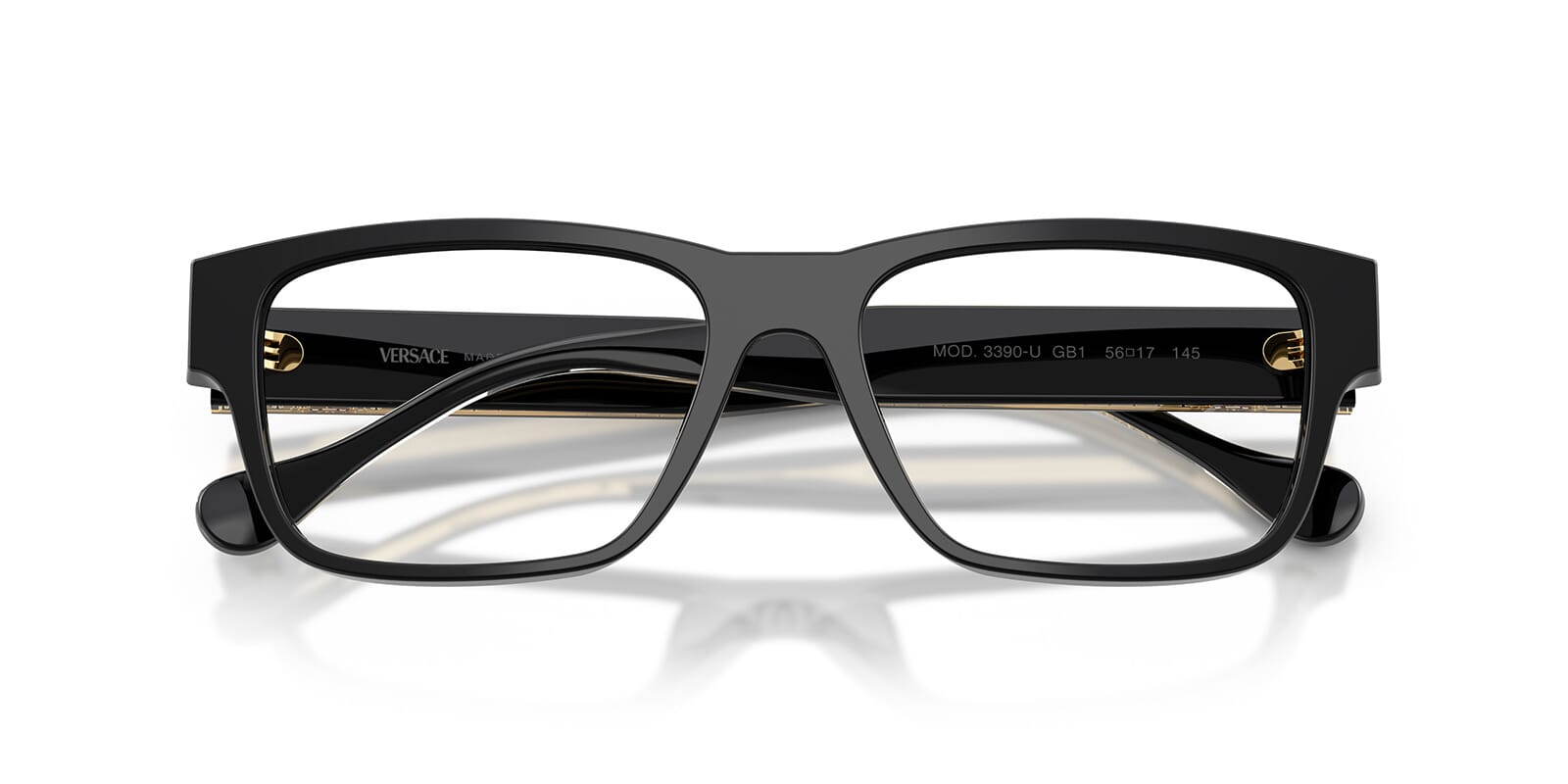 Versace VE3390U Rectangle Eyeglasses in Clear / Black, detail view