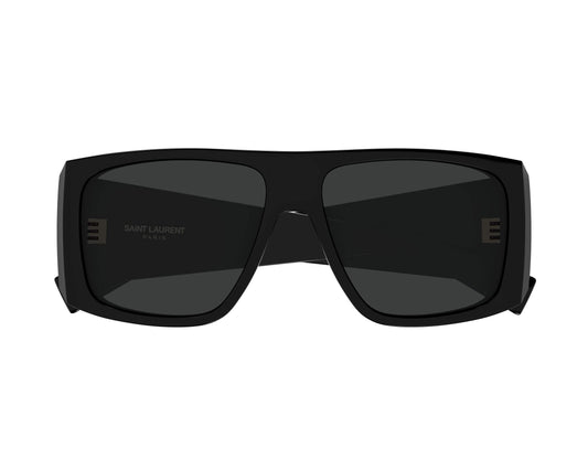 Saint Laurent SL832/S Square Sunglasses in Grey / Black (Shiny), front view