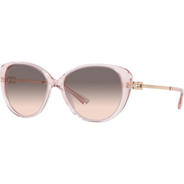 PINK GRAY GRADIENT LENSES WITH PINK TRANSPARENT FRAME