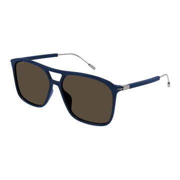 SOLID BROWN LENSES WITH BLUE FRAME