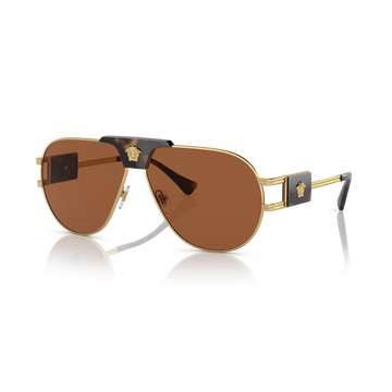 SOLID BROWN LENSES WITH GOLD FRAMR